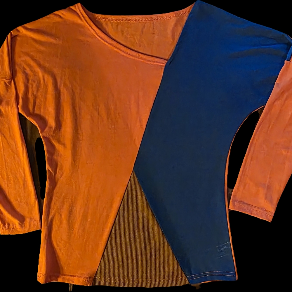 Colorblock Orange and Blue Women's Top